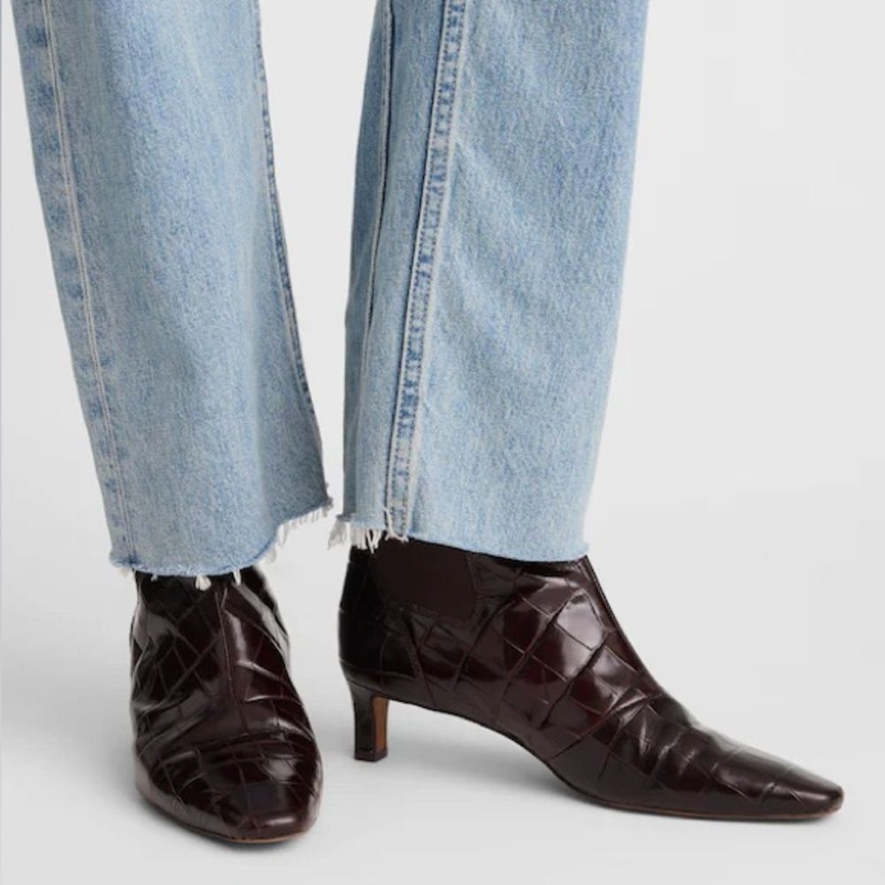 Madewell The Dimes Chelsea Boot in Brown Croc Embossed Leather Size 10 NWOB - Picture 3 of 11